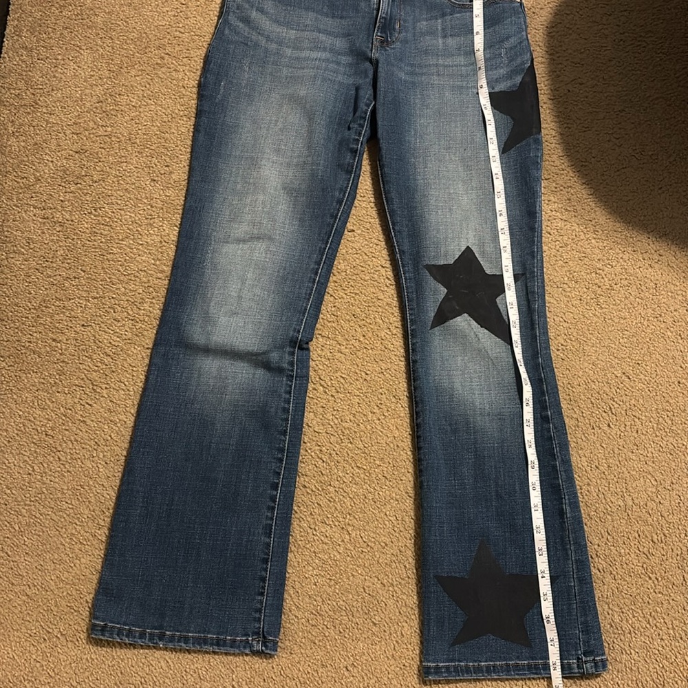 Hand Painted Stars Levi Curvy Bootcut Blue Jeans Size 4 Short - Picture 9 of 11